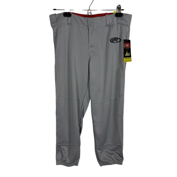 NWT Rawlings Gray Low Rise Belted Softball Baseball Pants Women’s Large - Picture 1 of 5